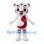 Tiger Mascot Costume in White and Red with Striped Legs and Tail