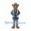 Leopard Mascot Costume with Gray Suit and Blue Shirt