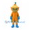 Orange Mascot Costume with Sliced Fruit Head and Green Cape