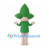 Boy Mascot Costume with Green Leaf Hair and Green Shirt