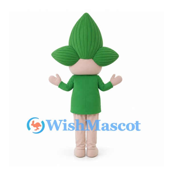 Boy Mascot Costume with Green Leaf Hair and Green Shirt