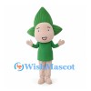 Boy Mascot Costume with Green Leaf Hair and Green Shirt