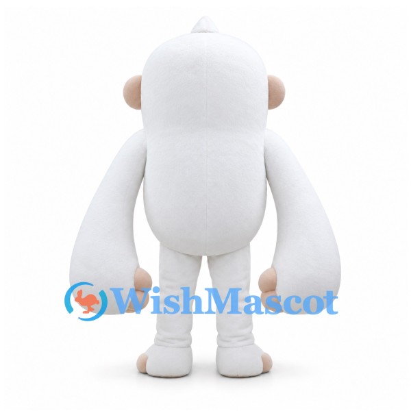 Monkey Mascot Costume in White with Long Arms and Red Cheeks