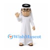 Man Mascot Costume with White Headscarf, Robe and Black Glasses