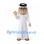 Man Mascot Costume with White Headscarf, Robe and Black Glasses