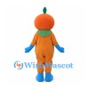 Orange Mascot Costume with Green Eye Mask and Blue Boots