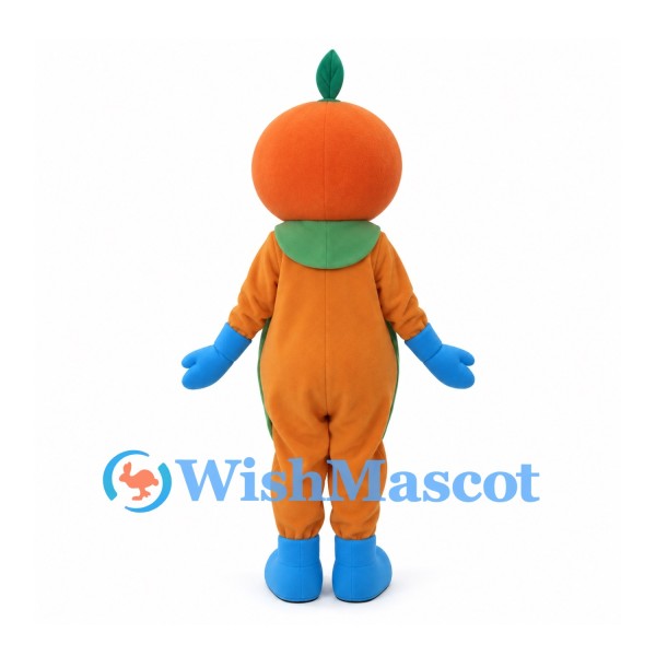 Orange Mascot Costume with Green Eye Mask and Blue Boots