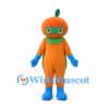 Orange Mascot Costume with Green Eye Mask and Blue Boots