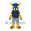 Owl Mascot Costume in Yellow and Blue with Navy Shirt