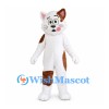 Cat Mascot Costume in White with Brown Patches and Pink Cheeks