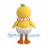 Duck Mascot Costume with Clown Face and White Ruffled Body