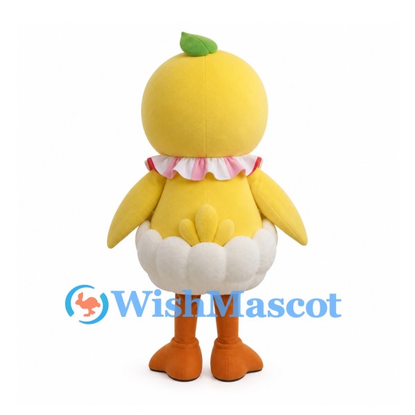 Duck Mascot Costume with Clown Face and White Ruffled Body