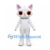 Cat Mascot Costume in White with Large Orange Eyes
