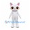 Cat Mascot Costume in White with Large Orange Eyes