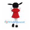 Girl Mascot Costume with Black Pigtails and Red Cape Dress