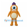 One-Eyed Monster Mascot Costume in Orange with Purple Crest