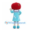 Apple Girl Mascot Costume with Light Blue Sailor Dress