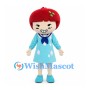 Apple Girl Mascot Costume with Light Blue Sailor Dress