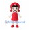 Girl Mascot Costume with Red Round Hair and Pinafore Dress