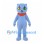 Cat Mascot Costume in Blue Gray with Orange Collar and Mixed-Color Eyes