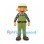Gardener Mascot Costume with Green Overalls and Plaid Shirt