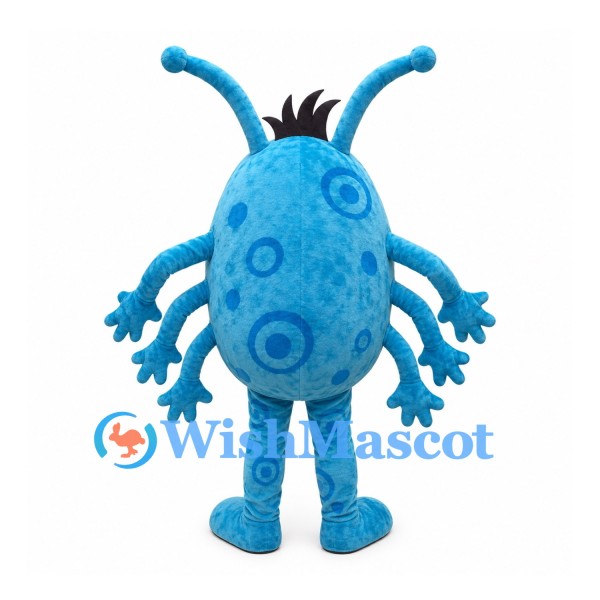 Alien Mascot Costume in Blue with Long Antennae and Multiple Arms