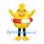 Duck Mascot Costume in Yellow with Red and White Swim Ring