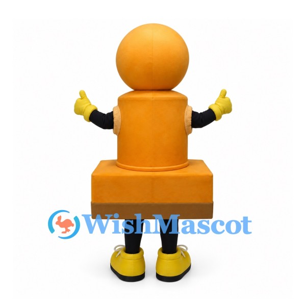 Rubber Stamp Mascot Costume in Orange with Smiling Face