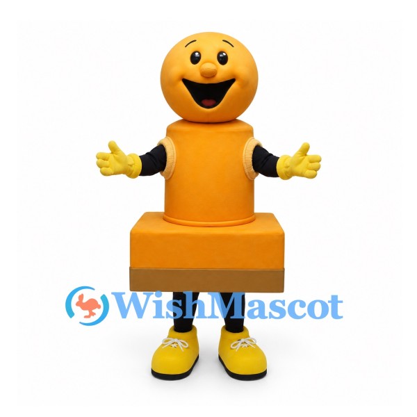 Rubber Stamp Mascot Costume in Orange with Smiling Face