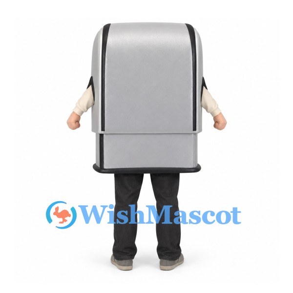 Trash Bin Mascot Costume in Gray and Black