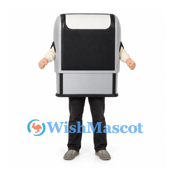 Trash Bin Mascot Costume in Gray and Black