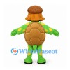 Turtle Mascot Costume in Green with Brown Flat Cap