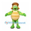 Turtle Mascot Costume in Green with Brown Flat Cap