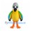 Parrot Mascot Costume in Green and Yellow with Gray Cap