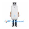 USB Flash Drive Mascot Costume in White with Gray Connector