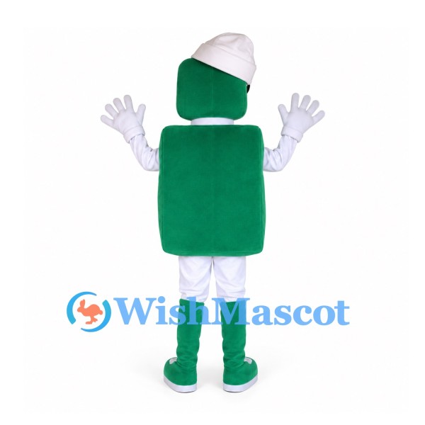 Chef Mascot Costume with Green Square Body and White Hat