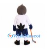 Crow Mascot Costume with White Hockey Shirt and Navy Shorts