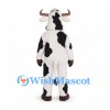 Cow Mascot Costume in Black and White with Large Horns