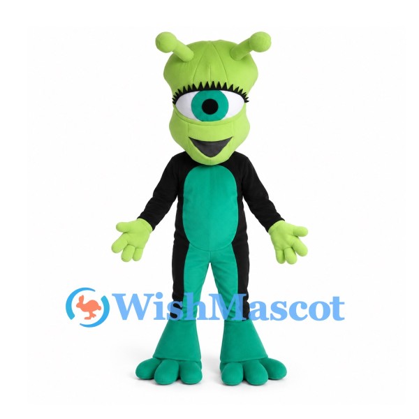 One-Eyed Monster Mascot Costume in Green and Black