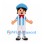 Boy Mascot Costume with Blue Cap and Striped Soccer Shirt