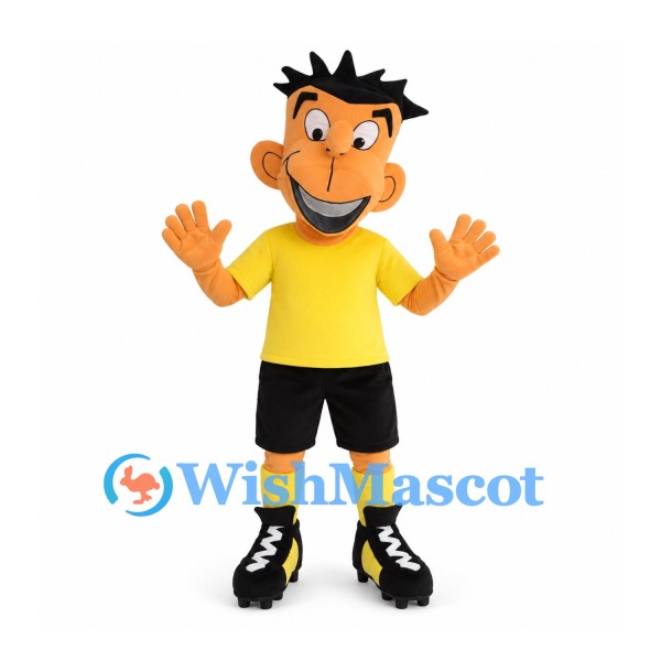 Boy Mascot Costume with Yellow Shirt and Roller Skates