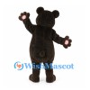 Bear Mascot Costume in Black with Orange Belly and Eye Rings