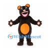 Bear Mascot Costume in Black with Orange Belly and Eye Rings