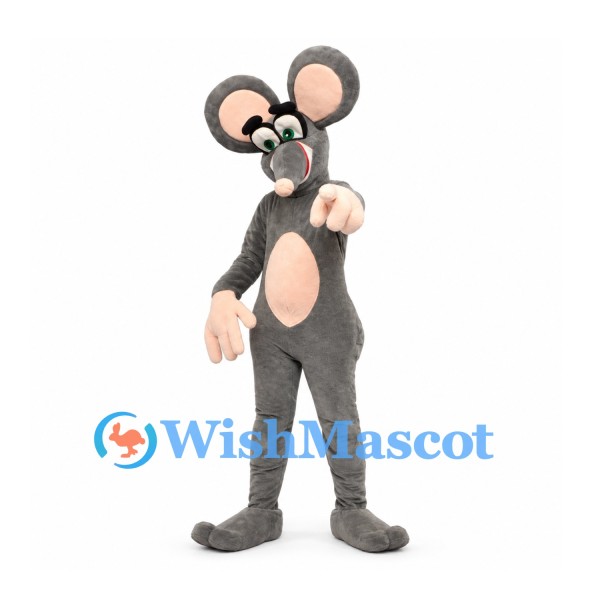 Mouse Mascot Costume in Gray with Large Pink Ears