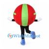 Ball Mascot Costume in Red and Green with Ski Goggles
