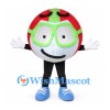 Ball Mascot Costume in Red and Green with Ski Goggles