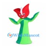 Tulip Mascot Costume with Red Petals and Green Stem Body