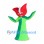 Tulip Mascot Costume with Red Petals and Green Stem Body