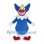 Clown Mascot Costume in Blue with Wing-Shaped Hair and Red Nose