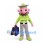 Pig Mascot Costume with Green Jacket, Gray Hat and Shopping Bags